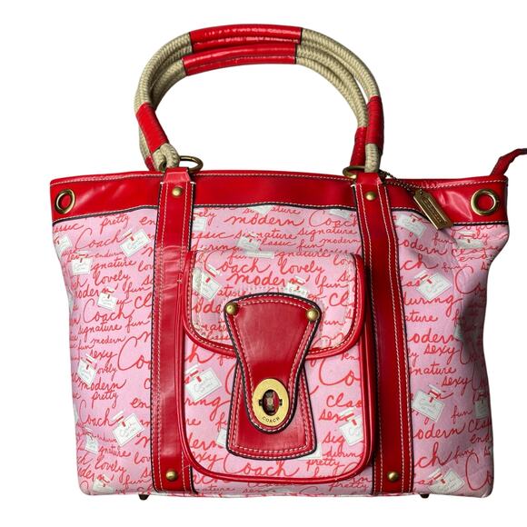 Y2K Coach Pink Red Rare Limited Edition Perfume Release Shoulder Bag Tote - Picture 1 of 14